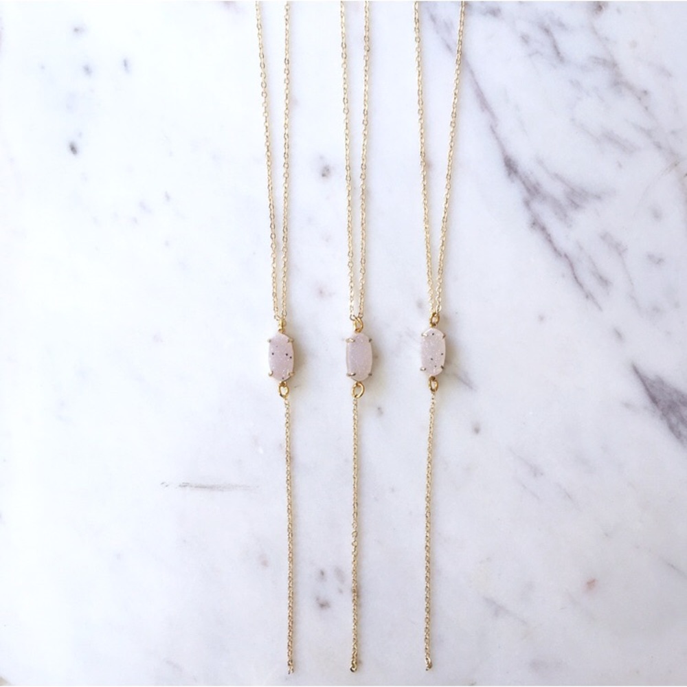 ✨Minimalist White Druzy Lariat Y Necklace✨ - Picture 3 of 5